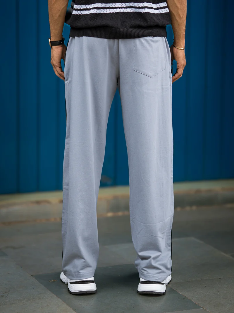 Maniac  Maniac Mens ColorBlock Light Grey and Black Cotton Trackpant for Men | Best Price UAE